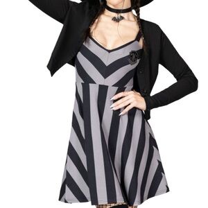 Kill Star Wednesday Addams Nevermore Black and White Striped Dress XXL